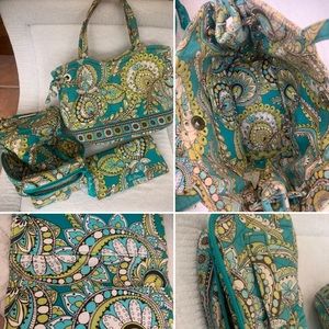 Small purse, jewelry case, checkbook cover set